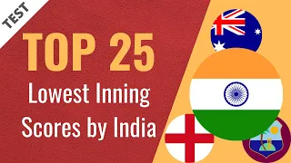 Top 25 Lowest Inning Scores by India in Test Cricket | India Lowest Score in Test Cricket