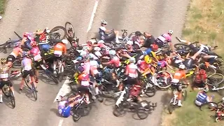 A Dramatic Crash At The Tour De France Femmes Wiped Out Dozens Of Riders, Leaving A Massive Pile Up