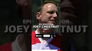Joey Chestnut gets epic speech at Nathan’s Famous Hot Dog eating contest in New York City. Part 1.