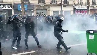 French police face off with anarchists on May Day