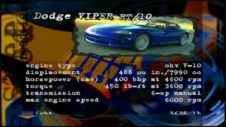The Need for Speed (3DO) 1994. Cars info. Dodge VIPER RT/10