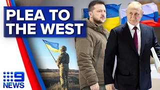 Zelenskyy makes plea to the West on first anniversary of Russian invasion | 9 News Australia