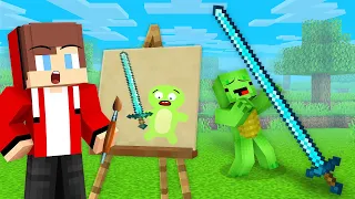 JJ use DRAWING MOD to Prank Mikey With LONGEST SWORD in Minecraft (Maizen)