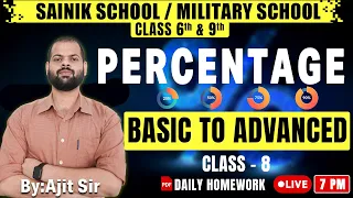 Sainik School & Military School Mock Test | Percentage Class - 8 | AISSEE & RMS Class 6 & 9 Maths
