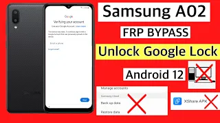 Samsung A02 Frp Bypass Android 12 || a02 unlock google lock without pc ||without data restore ||