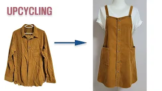 DIY  안입는 셔츠로 쉽게 끈 원피스 만들기 /Upcycling  Shirt/셔츠 리폼/치마/남방/Making easily Dress/skirt/Refashion