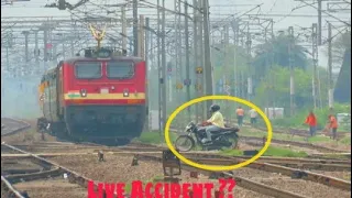 Accident ?? Idiot People Cheating Death In front Of High Speed Train