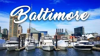 A drone flight at the Baltimore Inner Harbor in Maryland: Aerial 4k