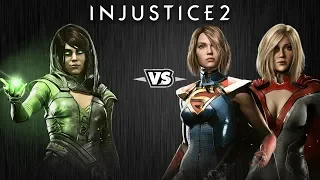 Injustice 2 - Чаровница против Супергёрл и Пауэргёрл - Intros & Clashes (rus)