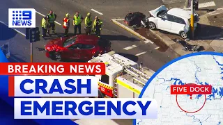 Nine vehicles in crash on one of Sydney's busiest roads | 9 News Australia