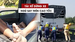 Tài xế dừng xe ngủ say sưa giữa cao tốc, dân tưởng bị bệnh nên báo công an