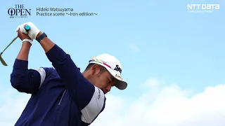 Pro-golfer Hideki Matsuyama demonstrates his iron at St. Andrews