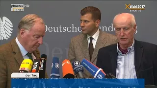 Alexander Gauland und Albrecht Glaser nach der Sitzung der AfD-Bundestagsfraktion am 27.09.17