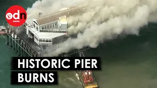 Moment Massive Fire Rips Through Iconic Oceanside Pier