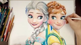 Drawing Elsa & Anna - Frozen Fever | drawholic