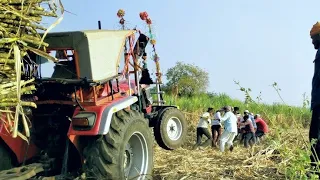 Sugarcane trolley came out with the efforts of Arjun Mahindra 605 Tractor and People🙏 #Arjun605power