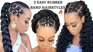 🔥3 QUICK & EASY RUBBER BAND HAIRSTYLES ON  NATURAL HAIR / TUTORIALS / Protective Style / Tupo1
