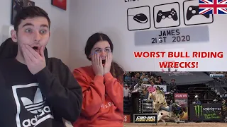 British Couple Reacts to Worst Bull Riding Wrecks Compilation!