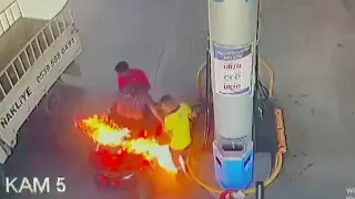 2 Men Catch Fire When ATV Bursts Into Flames at Gas Station
