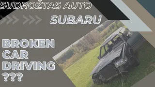 Subaru broken car grass drift (Broken Car Sudrožtas Auto)