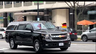 German Chancellor Olaf Scholz arrives at the White House via motorcade on Feb 7, 2022.