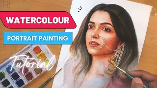 Watercolour portrait painting tutorial in Hindi (2022) | Watercolor drawing of Dipika Padukone