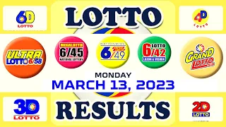PCSO LOTTO RESULT 9PM DRAW   March 13, 2023