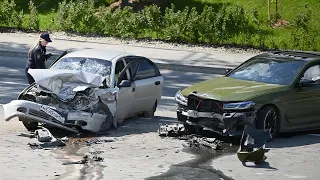 Момент лобового ДТП с BMW в центре Волгограда попал на видео