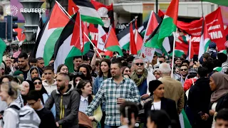 Pro-Palestinian protesters march ahead of #Eurovision | REUTERS