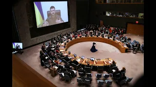 Zelensky addresses UN security council on 6 April