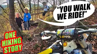 Angry People Vs Dirtbike Rider - Riding on Hiking Trail!