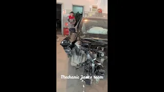 Process of Nissan restoration after serious front crashed