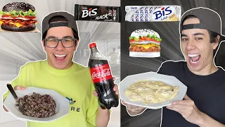 24 Horas SÓ comendo comida PRETA vs BRANCA com meu irmão gêmeo!!