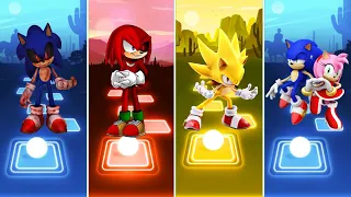 Sonic exe 🆚 Knuckles exe Sonic 🆚 Super Sonic 🆚 Sonic love Amy Rose | Sonic Tiles Hop EDM Rush