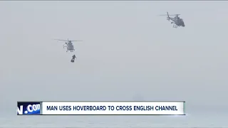 Man flies over English Channel on a hover board