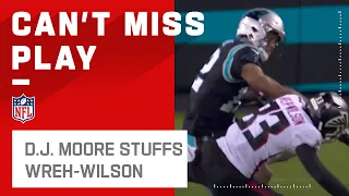 D.J. Moore Stiff-Arms w/ Authority!