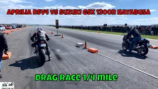 Aprilia RSV4 vs Suzuki GSX 1300R Hayabusa drag race motorcycle 🚦🚗 - 4K UHD