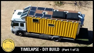 Full TIMELAPSE | Container home on wheels DIY build | RELAXING (PART 1)