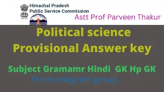 HPPSC Political science Provisional answer key I held on4dec 2022 I Subscribe I