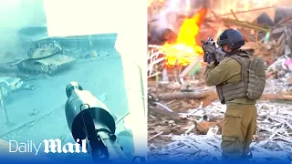 Israeli soldiers battle with Hamas RPG ambush squads in Gaza City