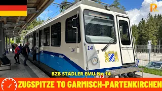 Cab ride Zugspitze to Garmisch-Partenkirchen(Bayerische Zugspitzbahn, Germany)Train driver’s view 4K