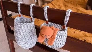 small crochet organizer / hanging crochet basket