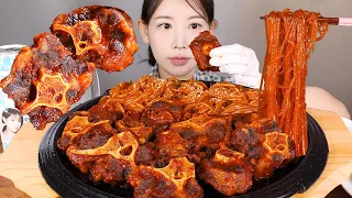 맵보신🔥✊ 매운소꼬리찜 당면사리 감태버터주먹밥 먹방 spicy braised ox tail [eating show] mukbang korean food