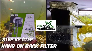 How to setup hang on back filter | Unboxing Venus Aqua Latest hang on back filter