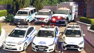 GTA 5 - Stealing New York Police Department Vehicles with Michael! | (GTA V Real Life Cars #172)