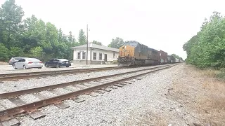 CSXT 3123 leads CSX L645 by the CSX Lugoff depot in Lugoff SC on the CSX Hamlet subdivision S-Line