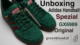 Unboxing Adidas Handball Spezial trainers GX6989 Green strep Burgundy Gum Original