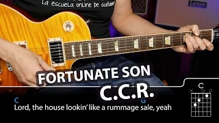 How to play Fortunate Son by CCR on guitar (easy lesson with chords and tabs)
