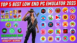 NEW Top 5 Best Low End PC Emulator Free Fire | 1GB/2GB/4GB Ram Low PC Without Graphics Card (2023)