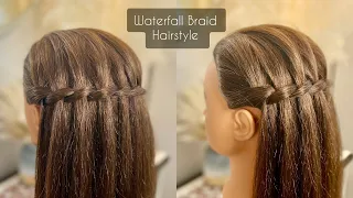 Waterfall Braid Hairstyle | Two Minute Hairstyles | Braid Hairdo | Easy Hairstyles | Style with Sam